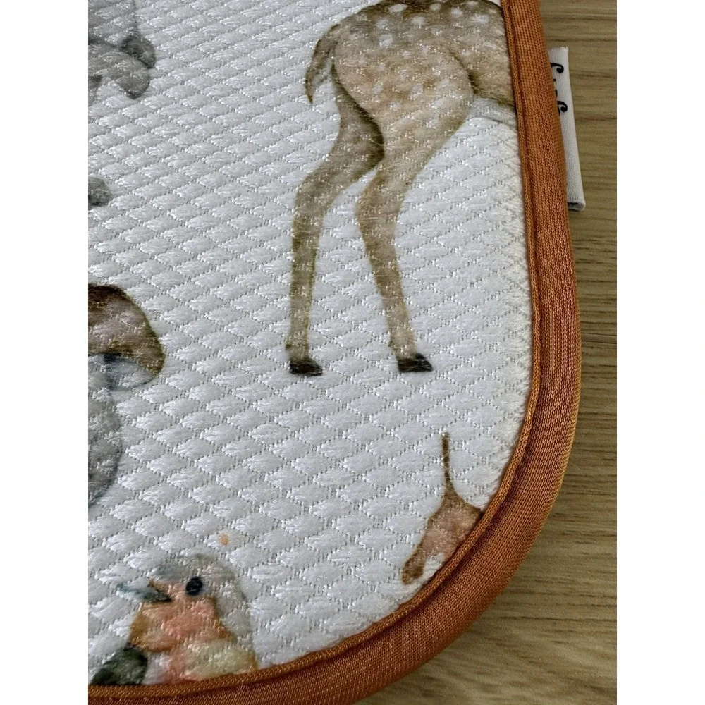 Mint & Ivy Woodland Dish Drying Mat Deer Rabbit Squirrel Fall Kitchen